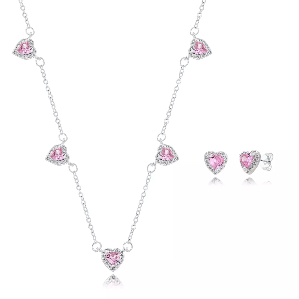Conjunto Coração Cravejado - Light Rose