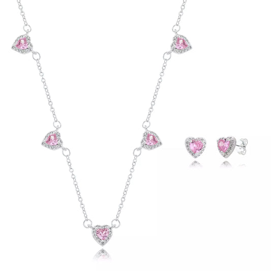 Conjunto Coração Cravejado - Light Rose